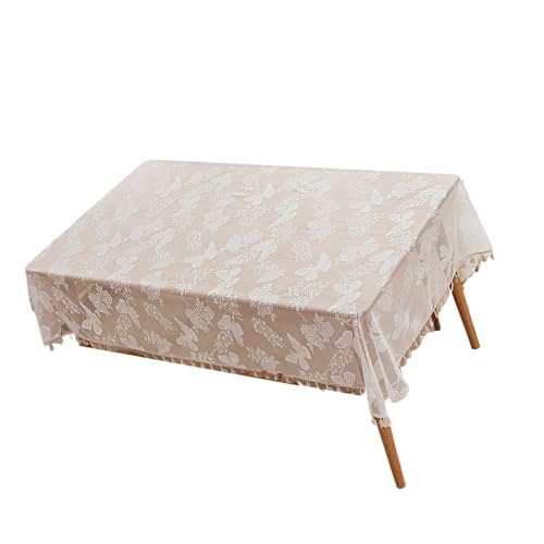Rechteckige Weiße Spitzen Tischdecke 140x140/100 cm Angeklagte Kanten Mit Fransen Für Esstische Rechteckige Weiße Spitzen Tischdecke 140x140/100 cm Angeklagte Kanten Mit Fransen Für Esstische von KHZen