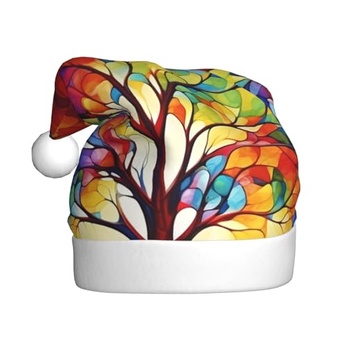 KHiry Bunte Baum des Lebens Druck Weihnachtsmütze Nette Santa Hüte Erwachsene Xmas Hut Für Neujahr Festliche Party von KHiry