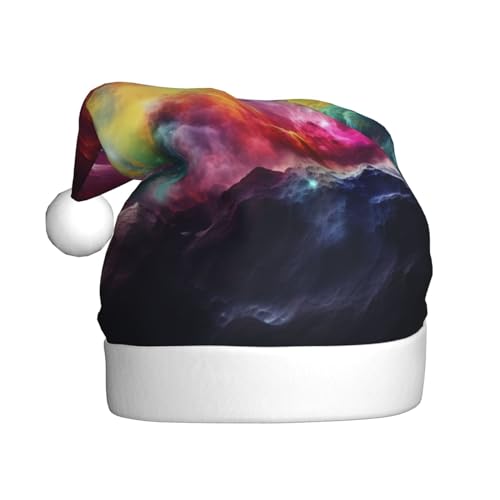 KHiry Bunte Weltraum-Druck-Weihnachtsmütze, niedliche Weihnachtsmann-Mütze, Erwachsenen-Weihnachtsmütze für Neujahrs-festliche Party von KHiry