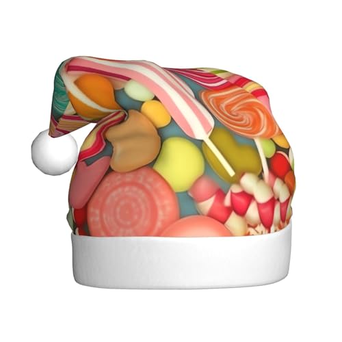 KHiry Lollipops Muster Druck Weihnachtsmütze Nette Santa Hüte Erwachsene Xmas Hut Für Neujahr Festliche Party von KHiry