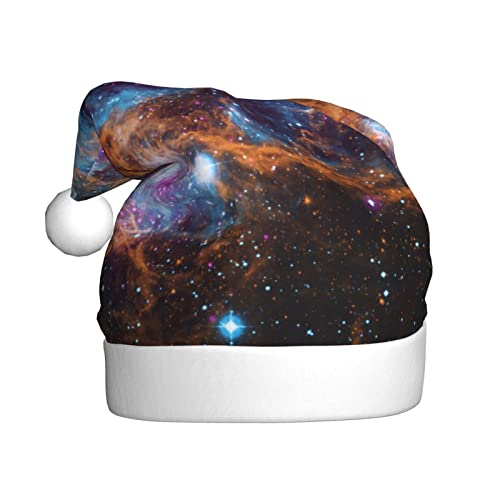 KHiry Plüsch-Weihnachtsmannmütze, Weihnachtsmütze für Erwachsene, Universum, Galaxie, Weltraum, beleuchtete Weihnachtsmütze, Plüsch-Weihnachtsmannmütze von KHiry