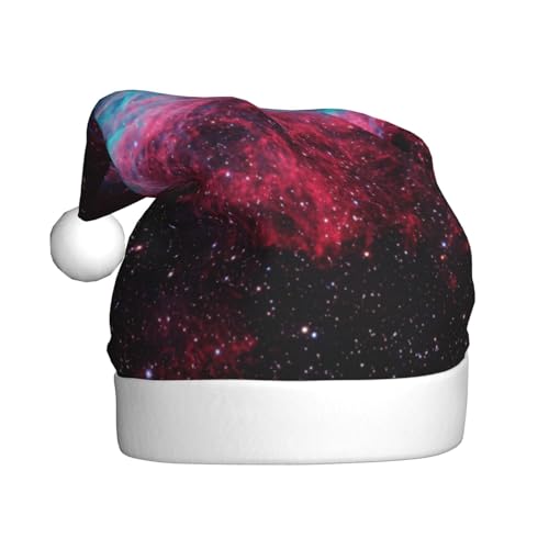 KHiry Plüsch-Weihnachtsmannmütze, Weihnachtsmütze für Erwachsene, Universum, Galaxie, beleuchtete Weihnachtsmütze, Plüsch-Weihnachtsmannmütze von KHiry