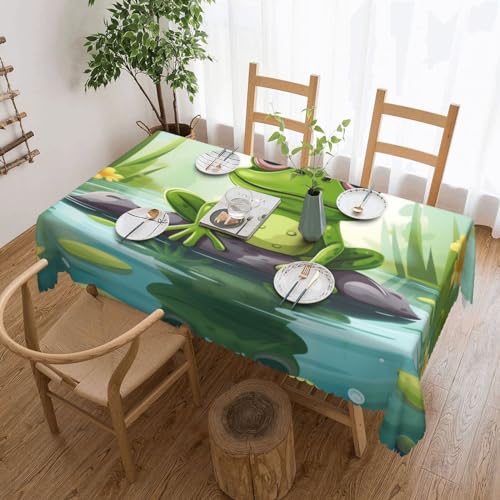 KHiry Rechteckige Tischdecke, wasserdicht, Tischdecke für Esstisch, Frosch im Teich, knitterfrei, Tischdecke für Küche, Bauernhaus, Esszimmer, dekoratives Tuch für Partys und Outdoor, 137 x 183 cm KHiry Rechteckige Tischdecke, wasserdicht, Tischdecke für Esstisch, Frosch im Teich, knitterfrei, Tischdecke für Küche, Bauernhaus, Esszimmer, dekoratives Tuch für Partys und Outdoor, 137 x 183 cm von KHiry