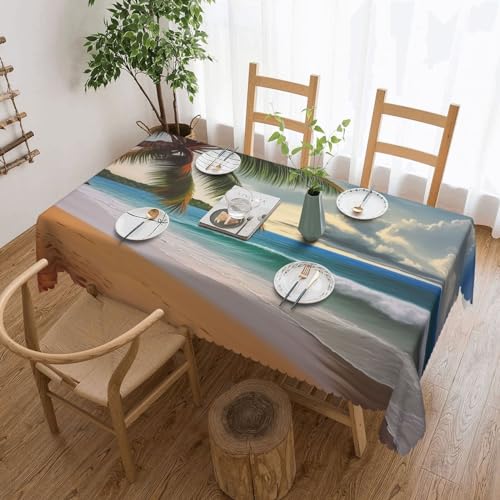 KHiry Rechteckige Tischdecke für Küche, Strand, Kokospalme, Esstisch, wasserdicht, knitterfrei, Esstischdecke, Dekoration, Tischdecke für drinnen und draußen von KHiry