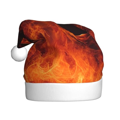 KHiry Weihnachtsmütze mit tanzendem Feuer-Druck, niedliche Weihnachtsmannmütze, Erwachsenen-Weihnachtsmütze für Neujahr, festliche Party von KHiry