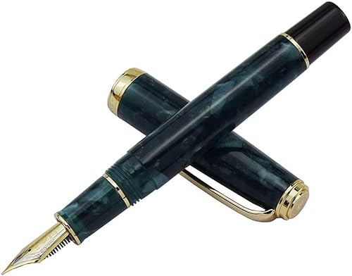 Füller HongDian 960 Retro grüner Kunstharz-Füllfederhalter, klassischer Stift mit feiner Iridium-Spitze, inklusive Metallbox und Tintenkonverter, glatter Schreibstift von KIANSLA