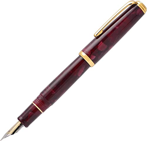 Füller Hongdian N1 dunkelroter Kunstharz-Füllfederhalter, klassischer Stift mit extra feiner Spitze, inklusive Metallbox und Tintenkonverter, glatter Schreibstift von KIANSLA