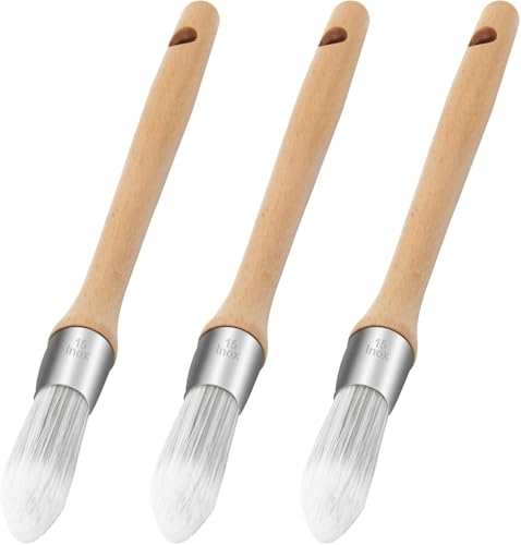 KIBBEH 3 Stück Rund Lackierpinsel,kleine Pinsel für Wände, Spitz Fein Malerpinsel Zum Fenstern und Türen Profilen,Ringpinsel,Hochwertige synthetische Borsten & ergonomischer Massivholzgriff KIBBEH 3 Stück Rund Lackierpinsel,kleine Pinsel für Wände, Spitz Fein Malerpinsel Zum Fenstern und Türen Profilen,Ringpinsel,Hochwertige synthetische Borsten & ergonomischer Massivholzgriff von KIBBEH