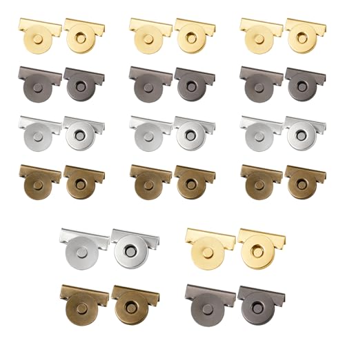 KIBBEH Starke magnetische Druckknöpfe, strapazierfähig, zum Aufnähen oder Aufnähen für Taschen, Lederprojekte, Geldbörsen, Taschen und Mäntel, Dunkelgrau, Gold, Silber, Kupfer, 16 Sets von KIBBEH