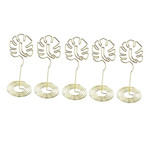 KICHOUSE 1 Satz 5 Stücke Geschäftskartenhalter Clips Stand verlassen Zubehör Foto Drahteisenhalter monstera Hinterlassen Sie den Drahtnotizhalter Eisendraht Golden von KICHOUSE
