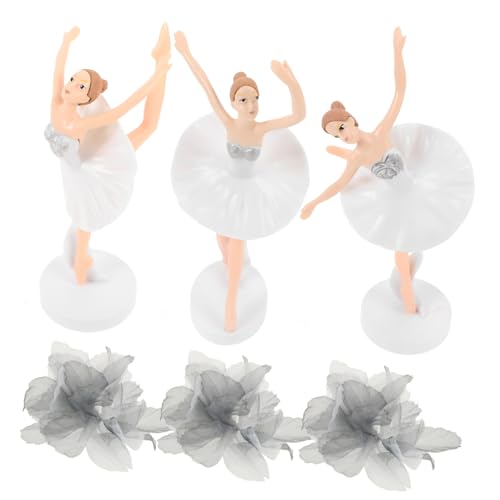 KICHOUSE 1 Satz 6 Stück Ballettmädchen-Ornamente Hochzeit Ballerina-Tortenaufsatz Ballettfiguren Tortendeko Ballett Tortenfigur Ballett Kuchen liefert Kuchen Zubehör Plastik Weiß von KICHOUSE
