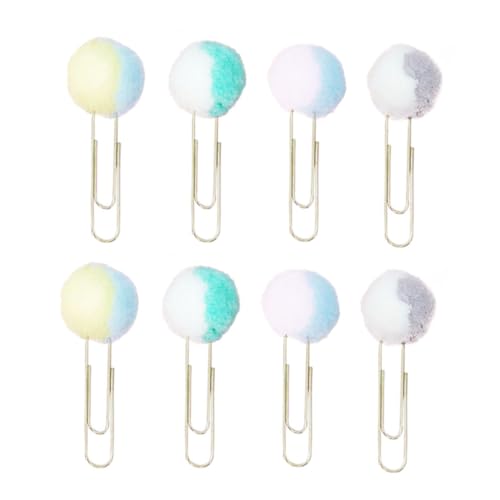 KICHOUSE 1 Satz Doppelt Gefärbte Papierklammern mit Plüschball Teiliges für Büro Schule und Scrapbooking Kreative und Einzigartige Büroklammern als Lesezeichen und Zufällige Farbe von KICHOUSE