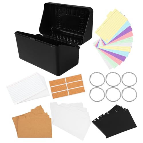 KICHOUSE 1 Satz Karteikarten Organizer Set Schwarze Aufbewahrungsbox mit Trennwänden und Bunten Indexkarten für Home Office Organisation Beschriftbare Notizkarten KICHOUSE 1 Satz Karteikarten Organizer Set Schwarze Aufbewahrungsbox mit Trennwänden und Bunten Indexkarten für Home Office Organisation Beschriftbare Notizkarten von KICHOUSE