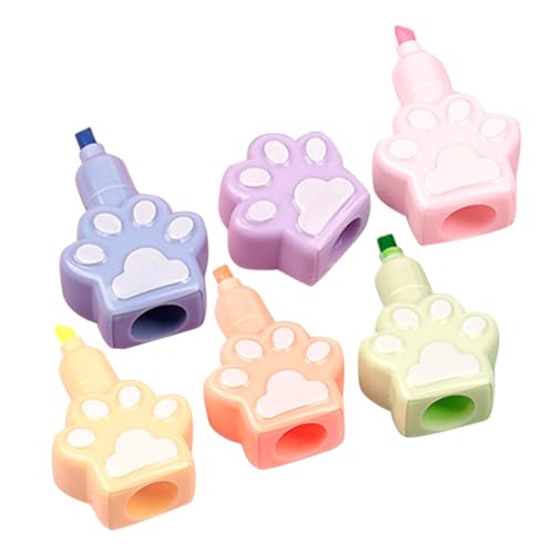 KICHOUSE 1 Satz Katzenpfoten-Textmarker Cartoon-Textmarker Katze Highlighters Pfoten hohe Liter bunt klein Markierstift beachten entzückender Textmarker Mark Stifte Plastik von KICHOUSE