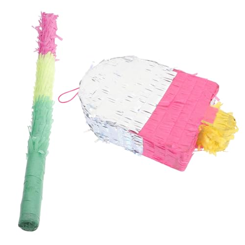 KICHOUSE 1 Satz Pinata Pinata für Kindergeburtstag mit Süßigkeitenfüllung und Schläger Kreatives Partyspiel für Einzigartigem Design und Glänzenden Farben von KICHOUSE