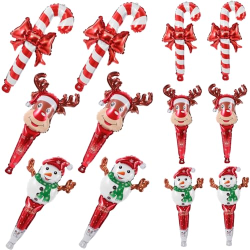 KICHOUSE 1 Satz Santa Claus Snowman Crazy Cane Ballon Mini-weihnachtsballons Weihnachtsballondekoration Dekorativer Weihnachtsballon Aufblasbarer Weihnachtsballon Formen Rot Aluminiumfolie von KICHOUSE