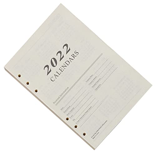 KICHOUSE 1 Stück Agenda-Buch letter paper büroartikel Ringbuchpapier Pläne A5 Nachfüllpapier Tageszeitung 2022 Nachfüllpapier für Notizblock Loseblatt-Nachfüllpapiere Dowling-Papier Weiß von KICHOUSE