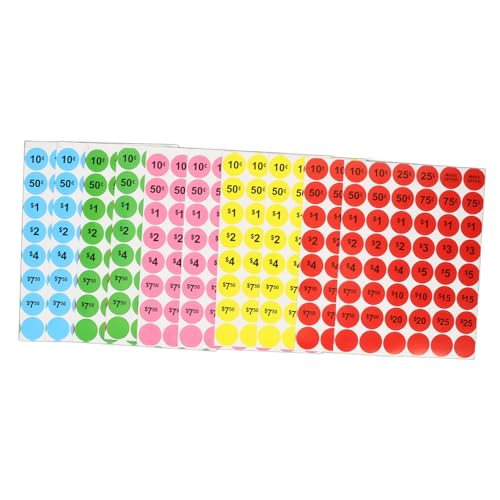 KICHOUSE 10 Blatt Ablösbare Preisschilder Aufkleber für Preisetiketten Bunte Kleine Geschäftsetiketten für Einzelhandel Supermarkt Lager und Vielseitig und Einfach Anwendbar von KICHOUSE