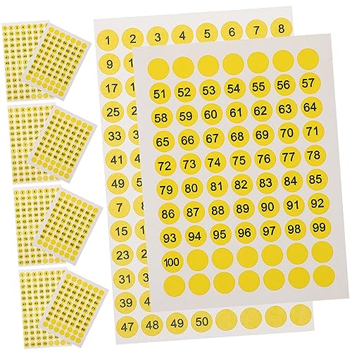 KICHOUSE 10 Blatt Runde Zahlenaufkleber Etikettenaufkleber Siegelaufkleber Preisaufkleber Punktaufkleber Nummerierte Nummernschildaufkleber Aufkleberetiketten Für Drucker Gelbe von KICHOUSE