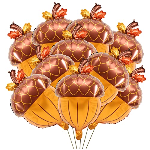 KICHOUSE 10 Stück Ballon aus Aluminiumfolie Dekorationen Eichel Ballons Danksagung Zahlenballons Luftballons aus Metall weihnachtsdeko dekorative Tannenzapfenballons Ballon zum Thema Herbst von KICHOUSE