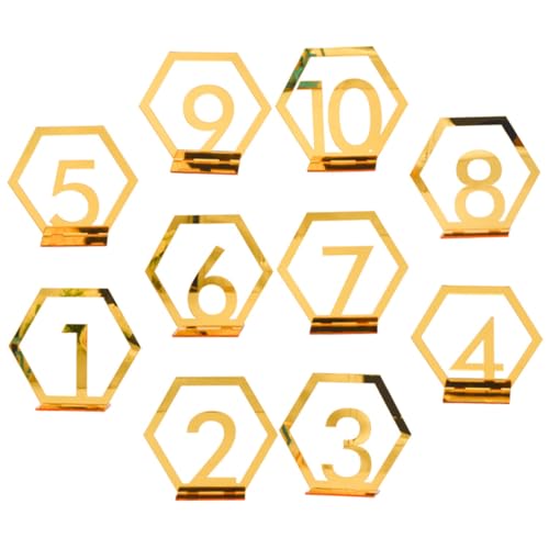 KICHOUSE 10 Stück Digitales Tischnummernschild Name Inhaber der Tabellennummer Sitzplätze Willkommen Party Zahlen für Tabellen Tischnummern für die Hochzeit Hochzeitsnummern Acryl Golden von KICHOUSE