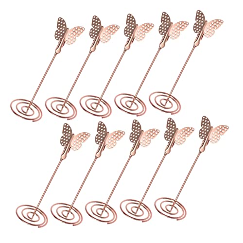 KICHOUSE 10 Stück Hochzeitssitzhalter visitenkarten halterung hochzeitsideen card holder Tischnummernhalter Etikett bilderrahmen Tischdekoration für Partys Tischbildhalter Metall Rose Gold von KICHOUSE