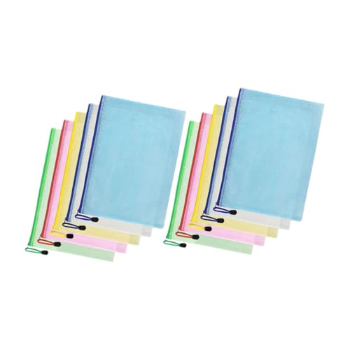 KICHOUSE 10 Stück Informationstasche Mesh Reißverschlussbeutel Reisedokumentenmappe Zipperumschläge Gutscheininhaber Mesh-Reißverschlussbeutel, groß Plastikumschläge mit Reißverschluss PVC von KICHOUSE