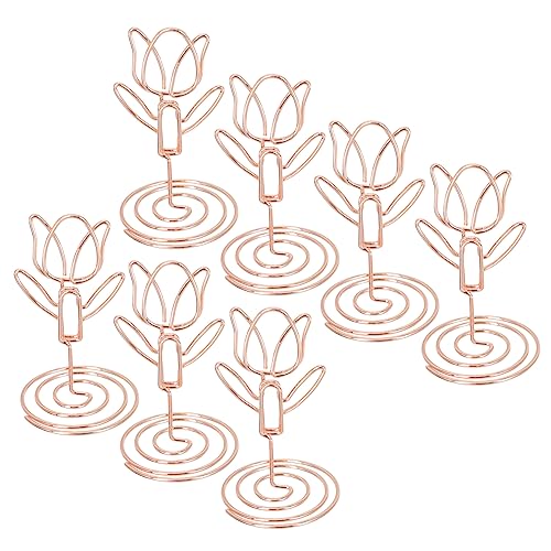 KICHOUSE 10 Stück Metall Fotoclips Hochzeitsdekorationen Tulpen Kartenhalter Tischschildhalter Papier Nachrichtenhalter Desktop Nachrichtenclips Bildhalter Tischkartenständer von KICHOUSE