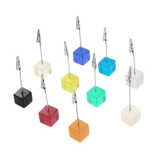 KICHOUSE 10 Stück Teiliges Resin Würfel Memo Clip Halter aus Metall und Harz Vielseitiger Kartenhalter für Fotos Notizen Visitenkarten als DIY für Hochzeit Büro Zufällige Zufällige Farbe von KICHOUSE