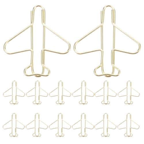 KICHOUSE 100 Stück Flugzeug-Büroklammern: Einzigartige Planerklammern aus Metall – Goldenes Lesezeichen für Bürobedarf für Schreibtisch-Organizer und Weihnachtsstrumpffüller KICHOUSE 100 Stück Flugzeug-Büroklammern: Einzigartige Planerklammern aus Metall – Goldenes Lesezeichen für Bürobedarf für Schreibtisch-Organizer und Weihnachtsstrumpffüller von KICHOUSE