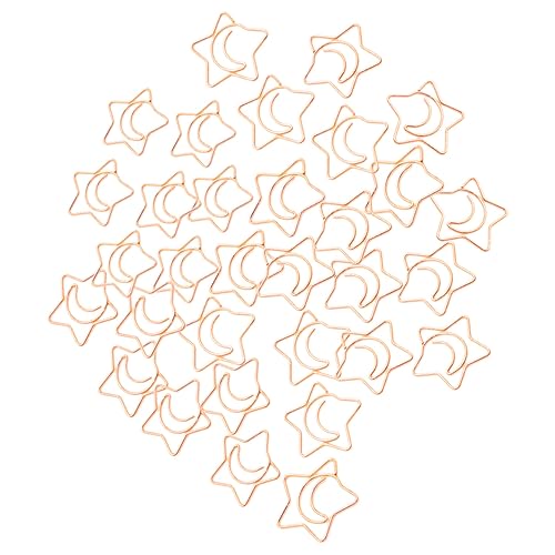 KICHOUSE 100 Stück Sternpapierclip Büroklammern süß geformt winzig klein Schreibwaren Neuheit Dateiclips Buchleseclips zarte Bastelklammern Dekorative Clips Metall Rose Gold von KICHOUSE