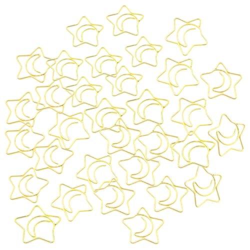 KICHOUSE 100 Stück Sternpapierclip Gold Miniclips Clips zurückklappen Büroklammern bunt Größe Clips Büro kreativ geformte Bastelklammern Dokument-Bastelklammern Metall von KICHOUSE