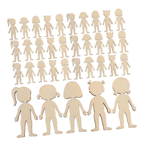 KICHOUSE 100 Stück Teiliges Kleine Holzfiguren zum Bemalen Unbemalte Holzchips für Kreative DIY basteleien Vielseitige Holz ausschnitte für Kindergarten Schule und Wohnraumdeko von KICHOUSE
