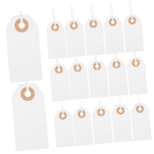 KICHOUSE 100 Stück leeres Etikett zum Aufhängen leere Schmuckanhänger-Aufkleber leere Tags hängend Schlüssel mit preisschild kleidungsetiketten Versandetiketten Geschenkanhänger Papier Weiß von KICHOUSE