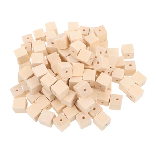KICHOUSE 100Stücke Unvollendete Holzperlen Quadratisch DIY Bastelmaterial für Schmuckherstellung Natürliche Holztextur für Kreative Projekte Vielseitige von KICHOUSE