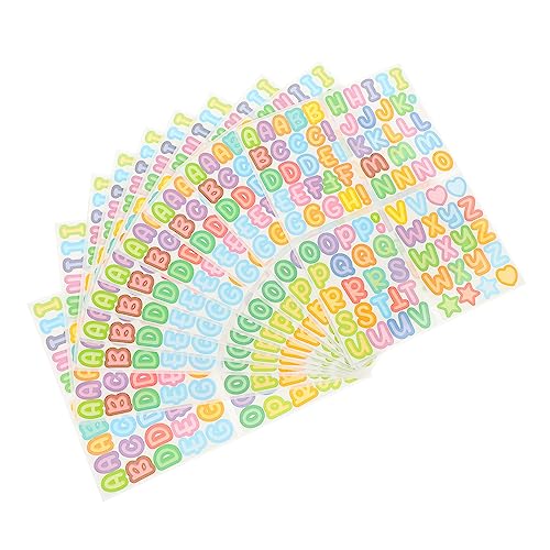 KICHOUSE 10Blätter Selbstklebende Alphabet Aufkleber Cartoon Design für Scrapbooking DIY Projekte und Langlebig für Kreative Bastelarbeiten von KICHOUSE