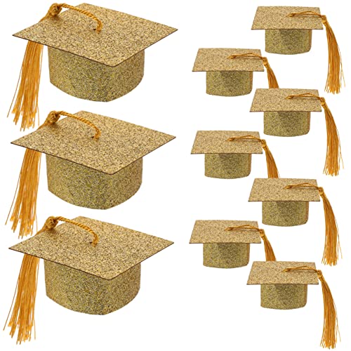 KICHOUSE 10Stücke Mini Abschlussmützen Weinbecher Dekorationsabdeckung Goldene Goblet Für Abschlussfeiern Abschlussdekoration Für Doktoranden Und Bachelor Veranstaltungen von KICHOUSE