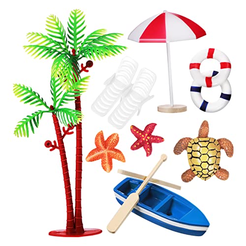 KICHOUSE 10Stücke Teiliges Kuchendekorationsset mit Sommerparty Deko mit Booten Sonnenschirmen und Schildkröten für Lebendige Strand Mikrolandschaft KICHOUSE 10Stücke Teiliges Kuchendekorationsset mit Sommerparty Deko mit Booten Sonnenschirmen und Schildkröten für Lebendige Strand Mikrolandschaft von KICHOUSE