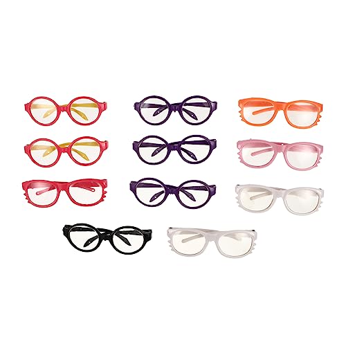 KICHOUSE 11 Stück Puppenbrille Puppen kinderpuppe Puppen Kleidung Puppenaccessoires Puppenzubehör für Fotoshootings Fun Toy Puppe Cosplay Partyzubehör Anziehbrille für Puppen Plastik von KICHOUSE