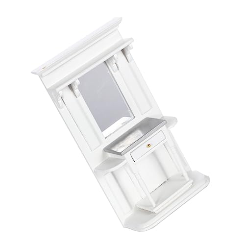 KICHOUSE 112 Maßstab Mini Dressing Tisch Modell Spiegel Holz Kommode Für Puppenhaus von KICHOUSE