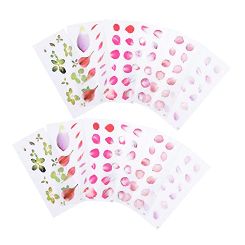 KICHOUSE 12 Blatt dekorative Aufkleber Scrapbooking Sticker Scrapbook Stickers dekoaufkleber Kunstharz Aufkleber Blatt- und Blütenblattaufkleber Abziehbilder für Simulationsanlagen von KICHOUSE