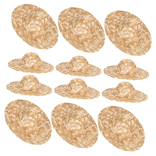 KICHOUSE 12 Stück Mini Eimerhüte Für Damen Desktop Puppenmütze Miniatur Sombrero Mini Stroh Schneemannhüte Karnevals Partyhüte Cowgirlhut Miniatur Puppenhüte Kinderhut Puppen von KICHOUSE