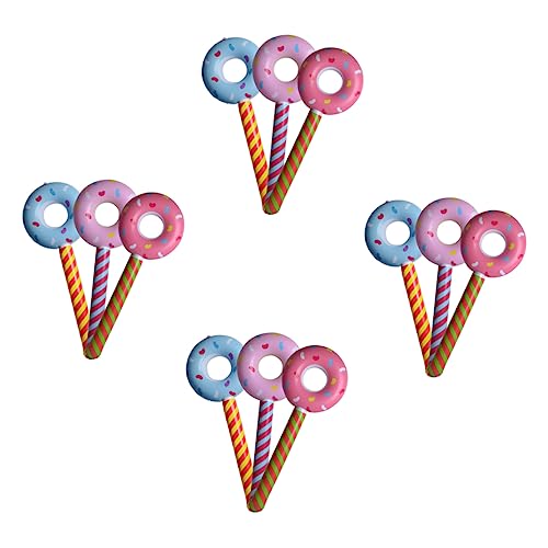 KICHOUSE 12 Stück Partyballon Krapfen Party Aufblasbarer Ballon Pastell Jubelstöcke Luft Rosa Runden Geburtstag Kinderspielzeug Süßigkeiten-ballon Dekoration Groß Donut-förmiger Ballon Pvc von KICHOUSE