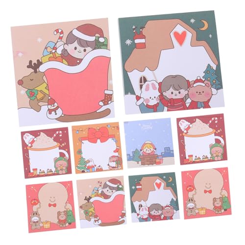 KICHOUSE 12 Stück Weihnachts Haftnotizen Selbstklebend Bunte Notizblätter mit Festlichem Design für Büro und Zuhause für Erinnerungen und Notizen von KICHOUSE