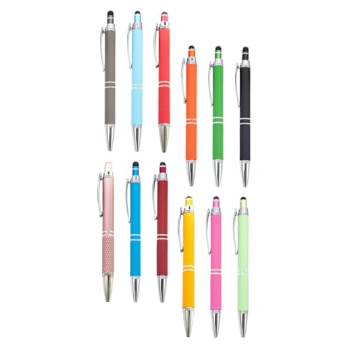 KICHOUSE 12Stücke Kugelschreiber mit Stylus Spitze Metallstifte für Büro und Schule Ergonomisches Design Spitze für Präzises Schreiben Blaues Tinten für Damen von KICHOUSE