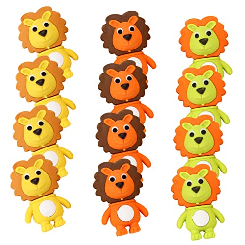 KICHOUSE 12Stücke Mini Radiergummis Löwenform Kreative Tiergummis Für Schulsachen Geschenkideen Mit Niedlichem Design Leicht Und Tragbar Schülerbedarf von KICHOUSE