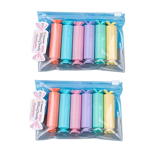 KICHOUSE 12Stücke Süße Bonbon Förmige Highlighter Fluoreszierende Marker für Schule Studium und Kreative Projekte Schnell Trocknende Textmarker von KICHOUSE