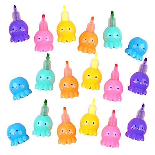 KICHOUSE 18Stücke Teiliges Kawaii Octopus Highlighter Lustige Marker mit Schöner Form für Schule Büro Kreative Projekte Stabil Geruchsneutral für Notizen Scrapbooking von KICHOUSE