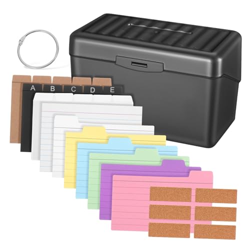 KICHOUSE 1Satz Karteikarten Organisator Box Set Hochkapazitive Aufbewahrung für Notizkarten Karteikarten Notizblätter und Ordnerringe für Büro und Studium von KICHOUSE