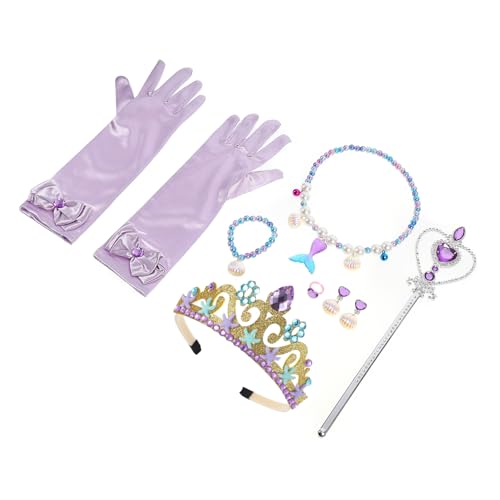 KICHOUSE 1Satz Meerjungfrau Schmuckset mit Halskette Armband Ring und Ohrringen Party Dekoration für Kindergeburtstage und Rollenspiele Meerjungfrauen Zubehör von KICHOUSE